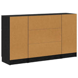 Sideboard with Drawer 3 pcs Black Oak Engineered Wood 3332538