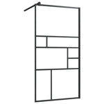 ZNTS Walk-in Shower Wall with Shelf Black 90x195 cm ESG Glass&Aluminium 3185461