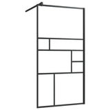 ZNTS Walk-in Shower Wall with Shelf Black 90x195 cm ESG Glass&Aluminium 3185461