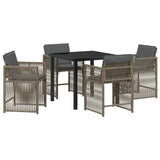 Garden Dining Set 5 pcs Grey Poly Rattan 3380777