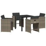 Garden Dining Set with Cushion 5 pcs Grey Poly Rattan 3379980