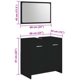 ZNTS 3 Piece Bathroom Furniture Set Black Engineered Wood 3056908