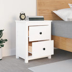 ZNTS Bedside Cabinet White 50x35x61.5 cm Solid Wood Pine 813681