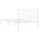Metal Bed Frame without Mattress with Headboard White 107x203cm 374482