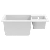 Kitchen Sink with Overflow Hole Double Basins White Granite 147088