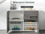High Gloss Frame Sideboard, Side Cabinet, Push-Open Design with 2 Drawer for Living Room, Bedroom, T3398P328286