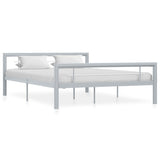 ZNTS Bed Frame without Mattress Grey and White Metal 120x200 cm 284558