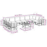 Garden Sofa Set with Cushion 11 pcs Black Aluminium 3378907