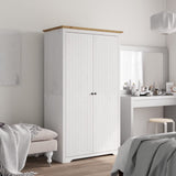 Wardrobe "BODO" White and Brown 99x53,5x173 cm Solid Wood Pine 355060