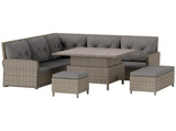6 Pieces Outdoor PE Rattan Garden Furniture, Patio Wicker Sectional Conversation Corner Sofa w/ Soft T3398P315390