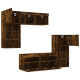 5 Piece TV Wall Units with LED Smoked Oak Engineered Wood 3216729