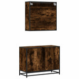 2 Piece Bathroom Furniture Set Smoked Oak Engineered Wood 3300902