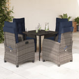 5 Piece Garden Dining Set with Cushions Grey Poly Rattan 3213045