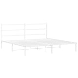 Metal Bed Frame without Mattress with Headboard White 193x203cm 355420