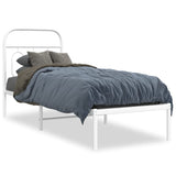 Metal Bed Frame without Mattress with Headboard White 75x190cm 377156