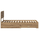 Bed Frame with Drawer Artisan Oak 100 x 200 cm Engineered Wood 3412417