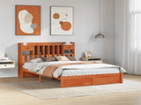 Bookcase Bed Frame Wax Brown 200 x 140 cm Solid Pine Wood 3422766