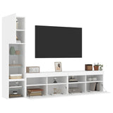 4 Piece TV Wall Units with LED White Engineered Wood 3216711