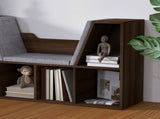 Bookcase Storage Shelf with Cushioned Reading Seat, Cube Bookshelf Organizer for Bedroom Living T3398P328329