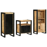 Bathroom Furniture Set 3 pcs Brown and Black Solid Mango Wood 3305620