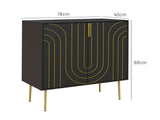 Art Deco Inspired Sideboard, with Adjustable Shelf - Black/Gold Tone T3398P328364