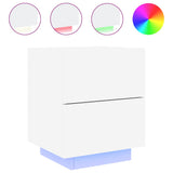 Bedside Cabinet with LED Lights White Engineered Wood 836735