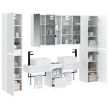 Bathroom Furniture Set 6 pcs White Engineered Wood and Glass 3407199