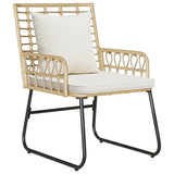Garden Dining Set 3 pcs Brown and Cream Poly rattan, steel 42010355