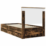 Bed Frame with Drawer Smoked Oak 90 x 200 cm Engineer Wood 3411156