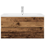 Sink Cabinet with Built-in Basin and Faucet Old Wood 3328935