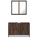 ZNTS 2 Piece Bathroom Furniture Set Brown Oak Engineered Wood 3300894