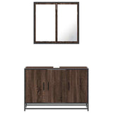 2 Piece Bathroom Furniture Set Brown Oak Engineered Wood 3300894