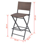 7 Piece Folding Outdoor Dining Set Steel Poly Rattan Brown 42877