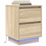 Bedside Cabinets with LED Lights 2 pcs Sonoma Oak 38x34x50 cm 861288