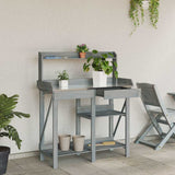 Potting Bench with Shelves Grey Solid Wood Fir 368433