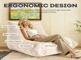 Luxury Silver Thread Chenille Bean Bag Lazy Sofa - Neck Lumbar Hip Support, Stain-Resistant Easy T5592P444929