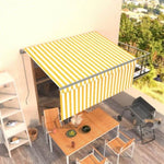 ZNTS Manual Retractable Awning with Blind 3.5x2.5m Yellow&White 3069398