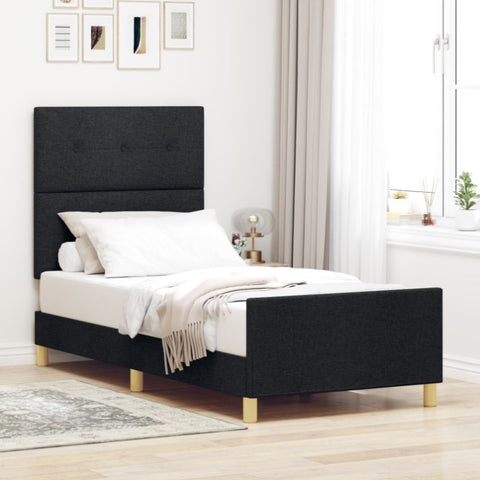 ZNTS Black Fabric Bed Frame 90x190 cm 3344692