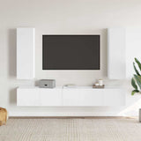 5 Piece TV Cabinet Set White Engineered Wood 3078655