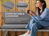2 Seater Rattan Sofa with Cushions, 2-in-1 PE Rattan Daybed Sofa with Left Up or Down Armrests, T3398P318742