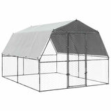 Chicken Cage with Roof and Door Silver Galvanised Steel 3294911