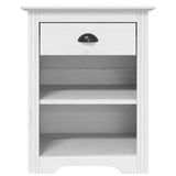 Bedside Cabinet BODO White 53x38.5x66 cm Solid Wood Pine 355053