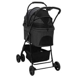 Folding Pet Stroller Adjustable Black 81 x 47 x 99 cm Polyester 42012435