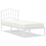 Metal Bed Frame without Mattress with Headboard White 80x200cm 373829