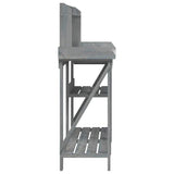 Potting Bench with Shelves Grey Solid Wood Fir 368433