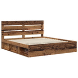 Bed Frame with Headboard Old Wood 200 x 200 cm Solid Pine Wood 3411710