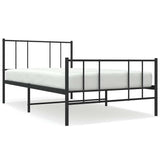 Metal Bed Frame without Mattress with Footboard Black 100x190cm 352492