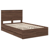 Bed Frame with Drawer Brown Oak 135 x 190 cm Engineer Wood 3409474
