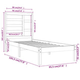 Bed Frame without Mattress White Solid Wood 90x190 cm Single Single 3105761