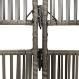 Room Divider 6 Panels Grey Poly Rattan 365386